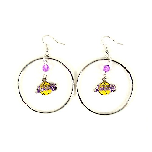 Download Los Angeles Lakers Earrings - 2" Color Bead Hoop Earrings ...