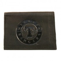 Blowout Overstock Sale - Texas Rangers Wallets - BLACK Tri-Fold - Genuine Leather Wallets - 12 For $48.00
